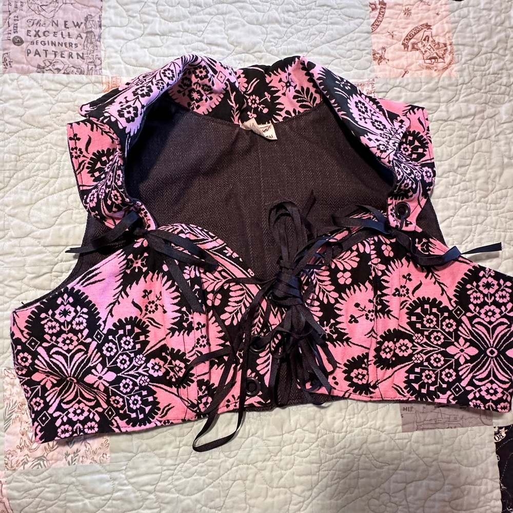 DITD Pink and Black Patterned Crop Top